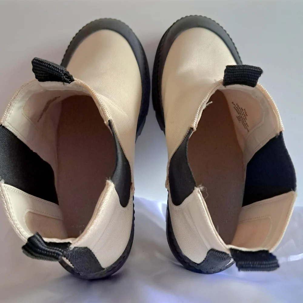 Marc Fisher Ltd Morgan Lug Soles Boots Woman's 8.5 NWOT Ivory/Black